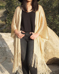 Damen-Pareo-Strandkleid aus metallisch schimmerndem Netzstoff