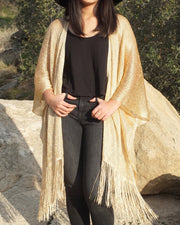 Damen-Pareo-Strandkleid aus metallisch schimmerndem Netzstoff – Ansicht 1
