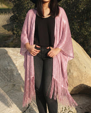 Damen-Pareo-Strandkleid aus metallisch schimmerndem Netzstoff – Ansicht 3