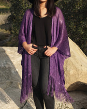 Damen-Pareo-Strandkleid aus metallisch schimmerndem Netzstoff – Ansicht 2