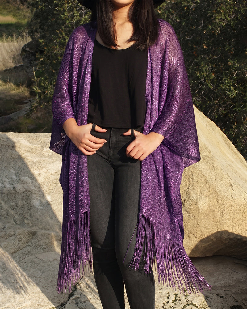 Damen-Pareo-Strandkleid aus metallisch schimmerndem Netzstoff – Ansicht 2
