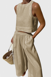 Minimalistisches Damen-Set Avelina aus Baumwolle und Leinen – Ansicht 9