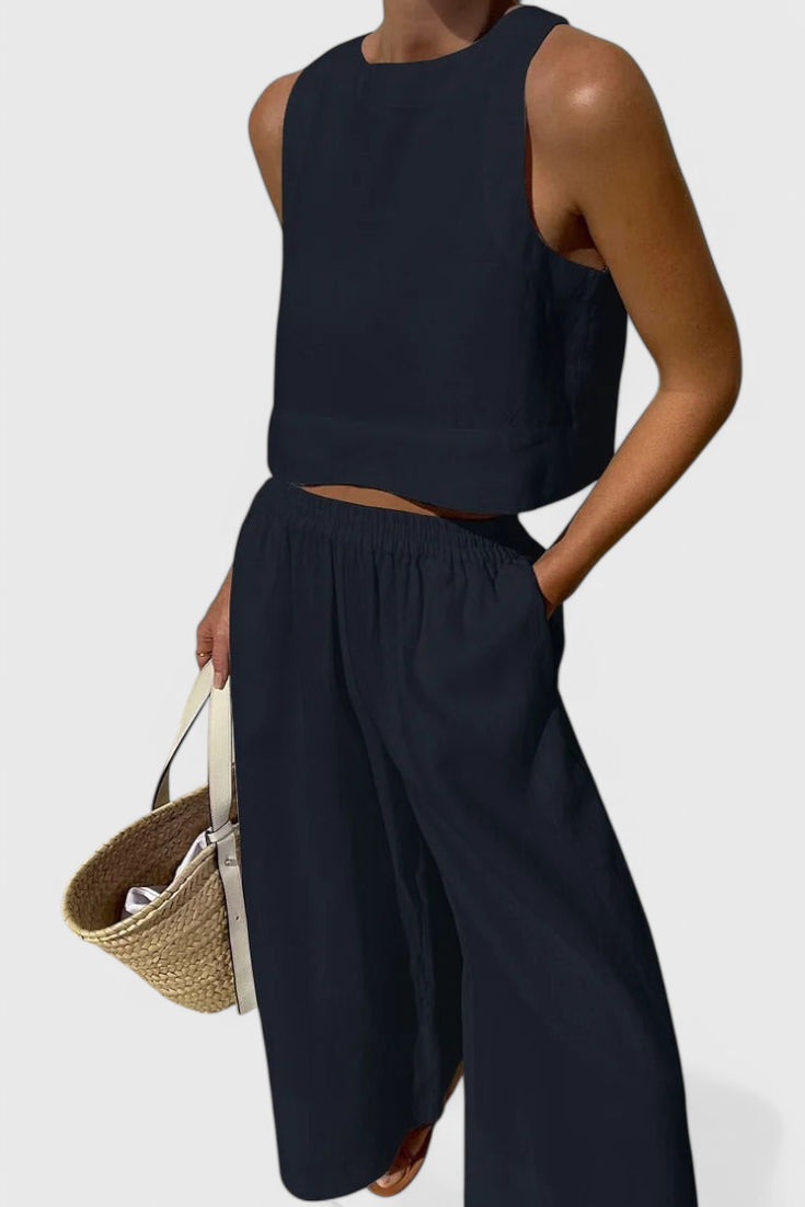 Minimalistisches Damen-Set Avelina aus Baumwolle und Leinen – Ansicht 11