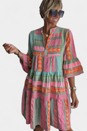 Gina – Besticktes Boho-Minikleid für Damen mit V-Ausschnitt