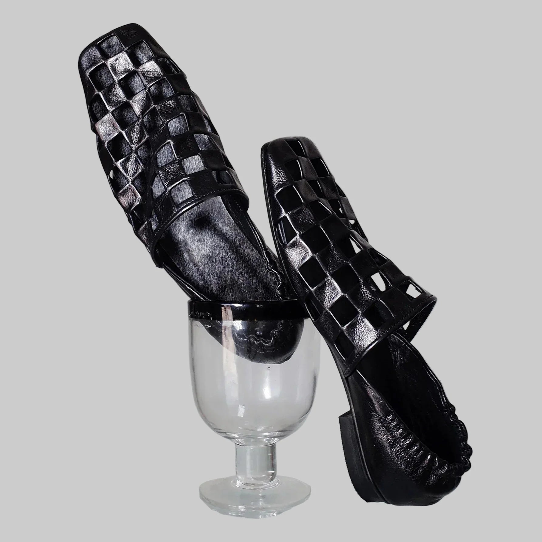 Angela – Karierte Leder-Loafer für Damen mit quadratischer Zehenform – Ansicht 2