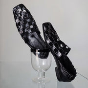 Angela – Karierte Leder-Loafer für Damen mit quadratischer Zehenform – Ansicht 12