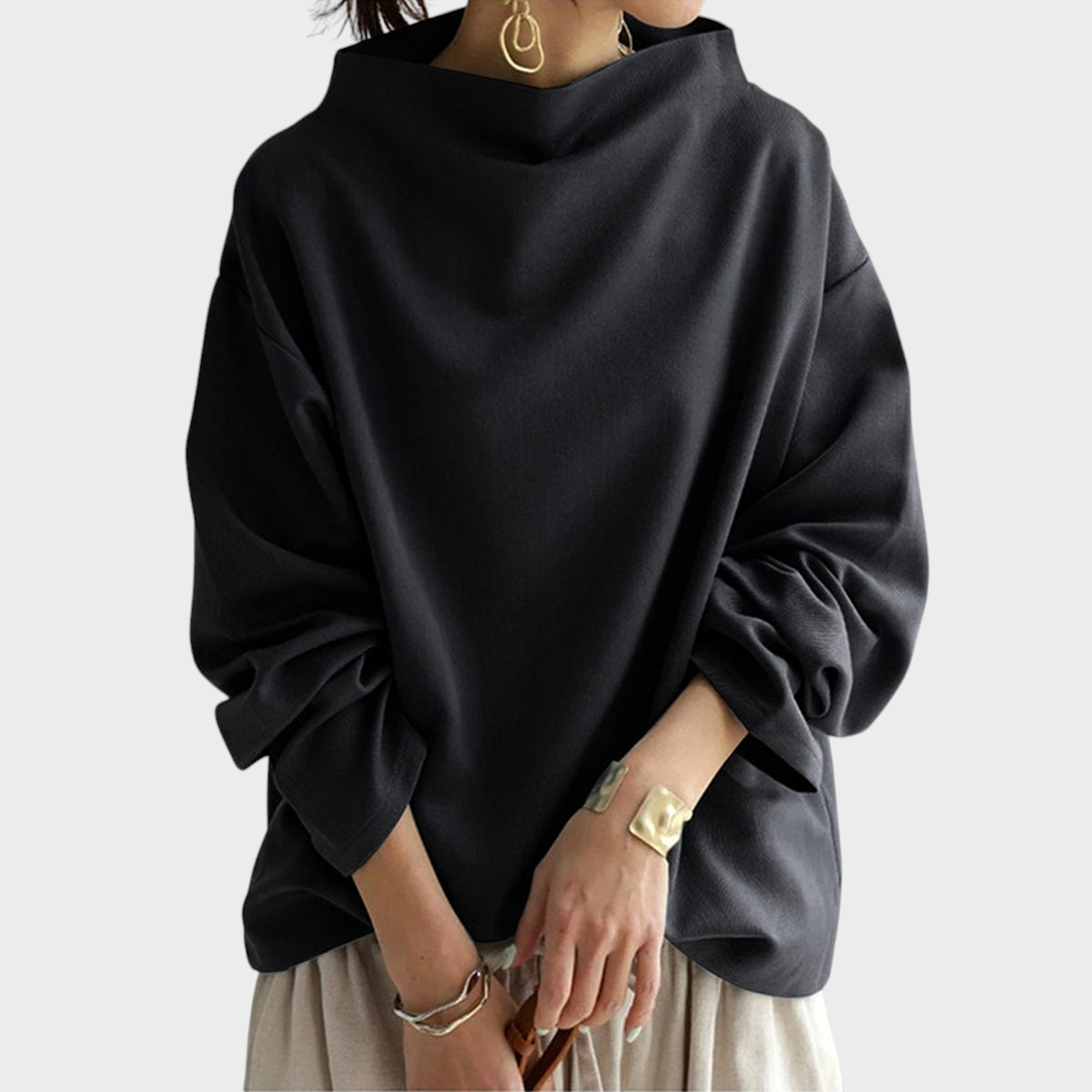 Elly – Stricktop für Damen mit hohem Kragen