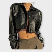 Elise – Kurze Lederjacke für Damen mit Taschen – Ansicht 6