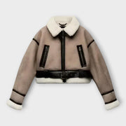 Chloe – Gefütterte Lederjacke für Damen mit Gürtel