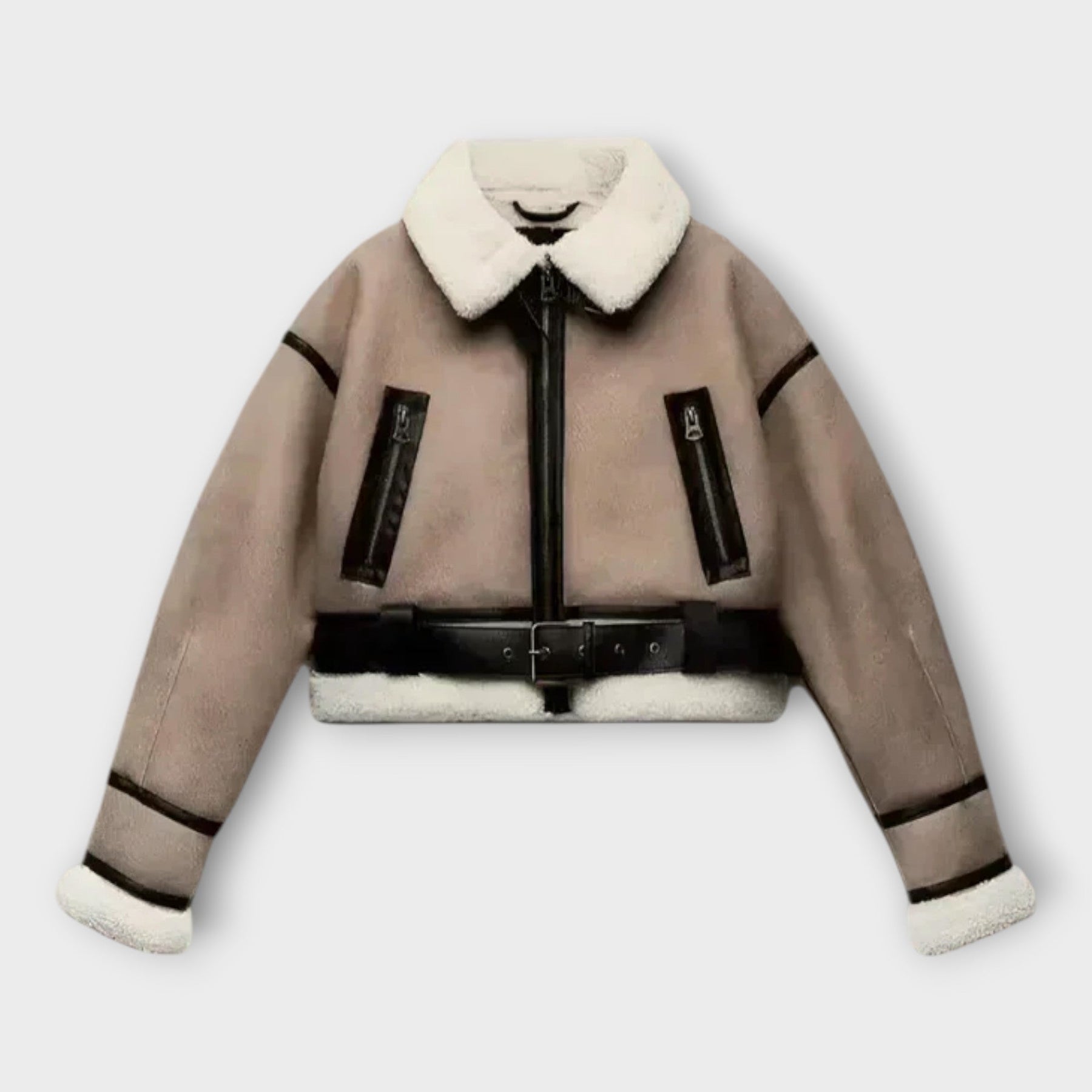Chloe – Gefütterte Lederjacke für Damen mit Gürtel