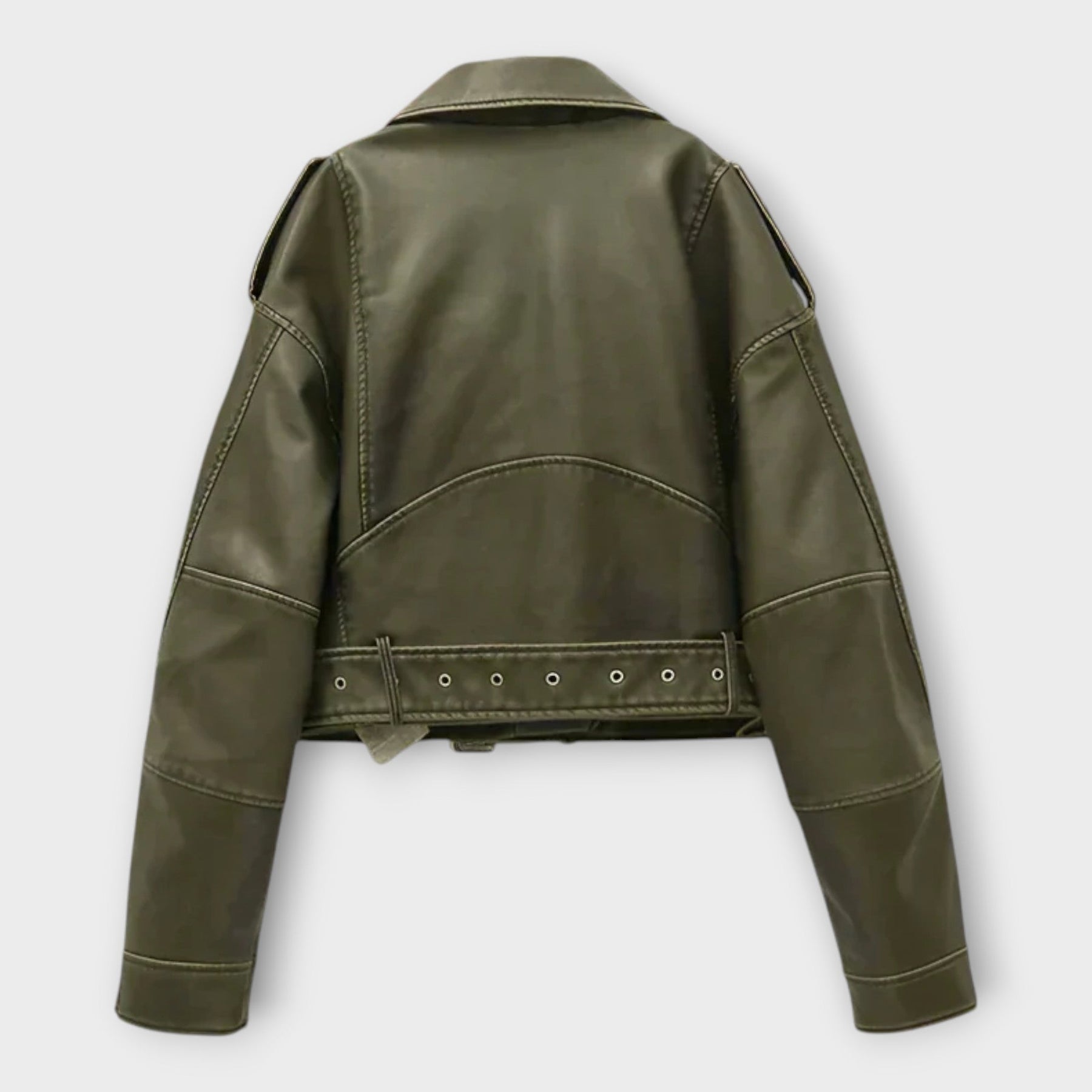 Elodie – Moderne kurze Lederjacke für Damen mit Gürtel – Ansicht 5
