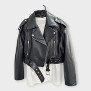 Elodie – Moderne kurze Lederjacke für Damen mit Gürtel – Ansicht 4
