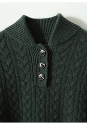Liza – Kaschmirpullover für Damen mit Zopfmuster und Knöpfen – Ansicht 19