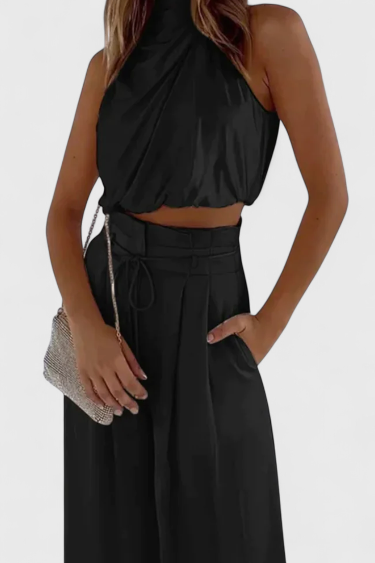 Sommerliches Damen-Set Helira mit ärmellosem Top und weiter Hose – Ansicht 2
