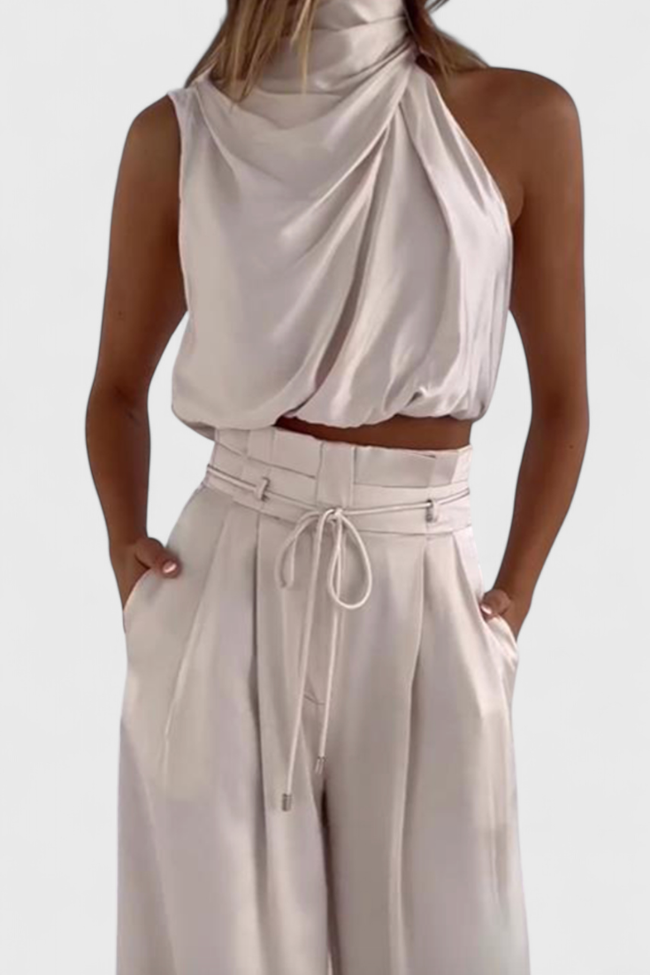 Sommerliches Damen-Set Helira mit ärmellosem Top und weiter Hose – Ansicht 3