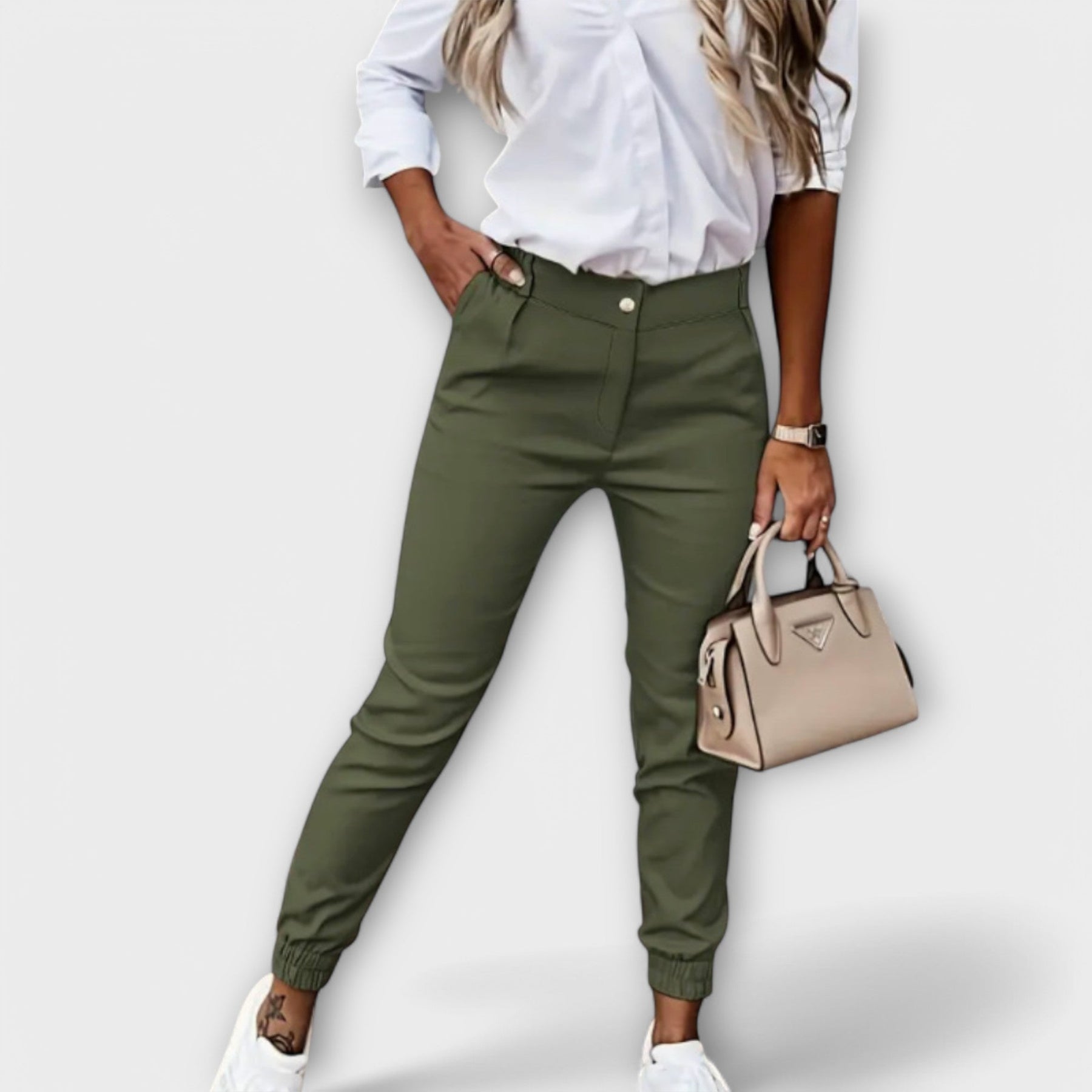 Elastische High-Waist-Damenhose Tinten