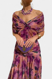 Florales Damen-Maxikleid Alondra mit V-Ausschnitt – Ansicht 3