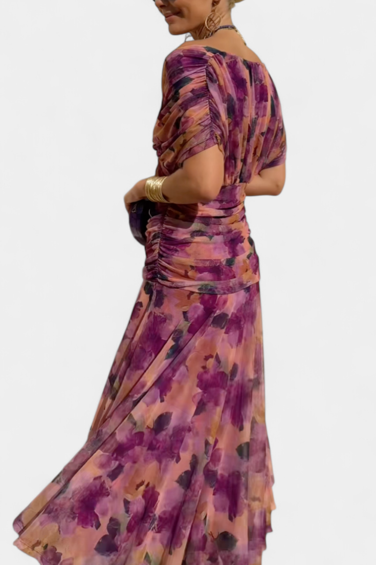Florales Damen-Maxikleid Alondra mit V-Ausschnitt – Ansicht 4
