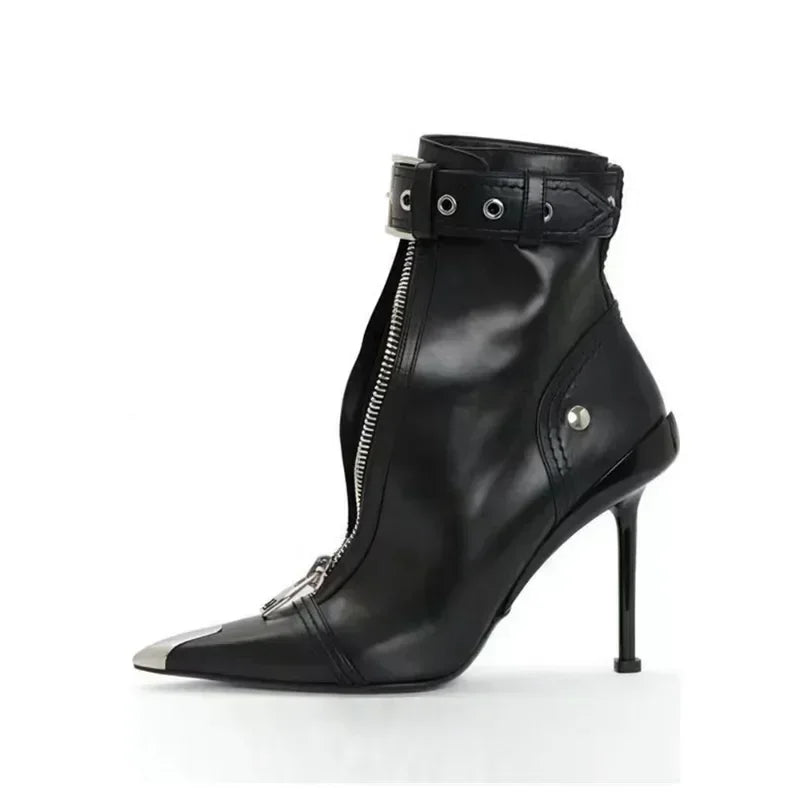 Damen-Lederstiefeletten Valette mit Reißverschluss – Ansicht 9