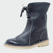 Beige Lederstiefeletten für Damen mit warmem Futter – Ansicht 5