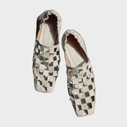 Angela – Karierte Leder-Loafer für Damen mit quadratischer Zehenform