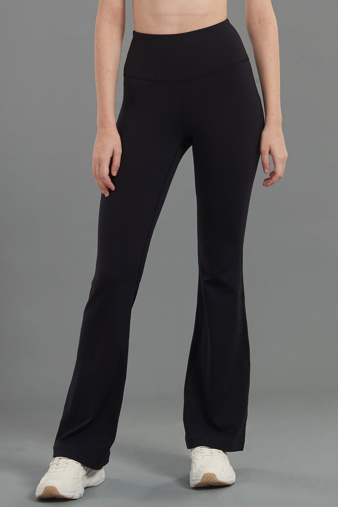 Damen-Schlagleggings mit hohem Bund und langem Bein