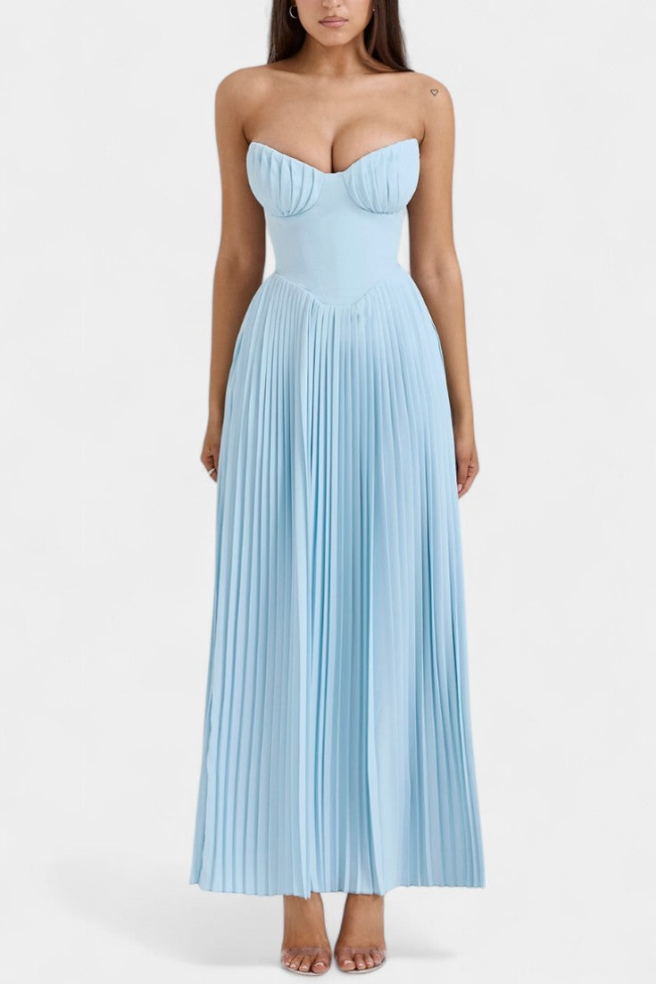 Seraphina – Plissiertes trägerloses Damenkleid mit Bustier