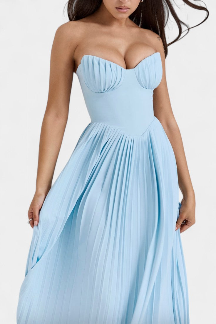 Seraphina – Plissiertes trägerloses Damenkleid mit Bustier – Ansicht 4
