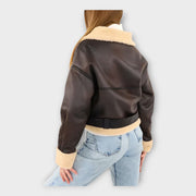 Ines – Moderne gefütterte Lederjacke für Damen mit Gürtel – Ansicht 6