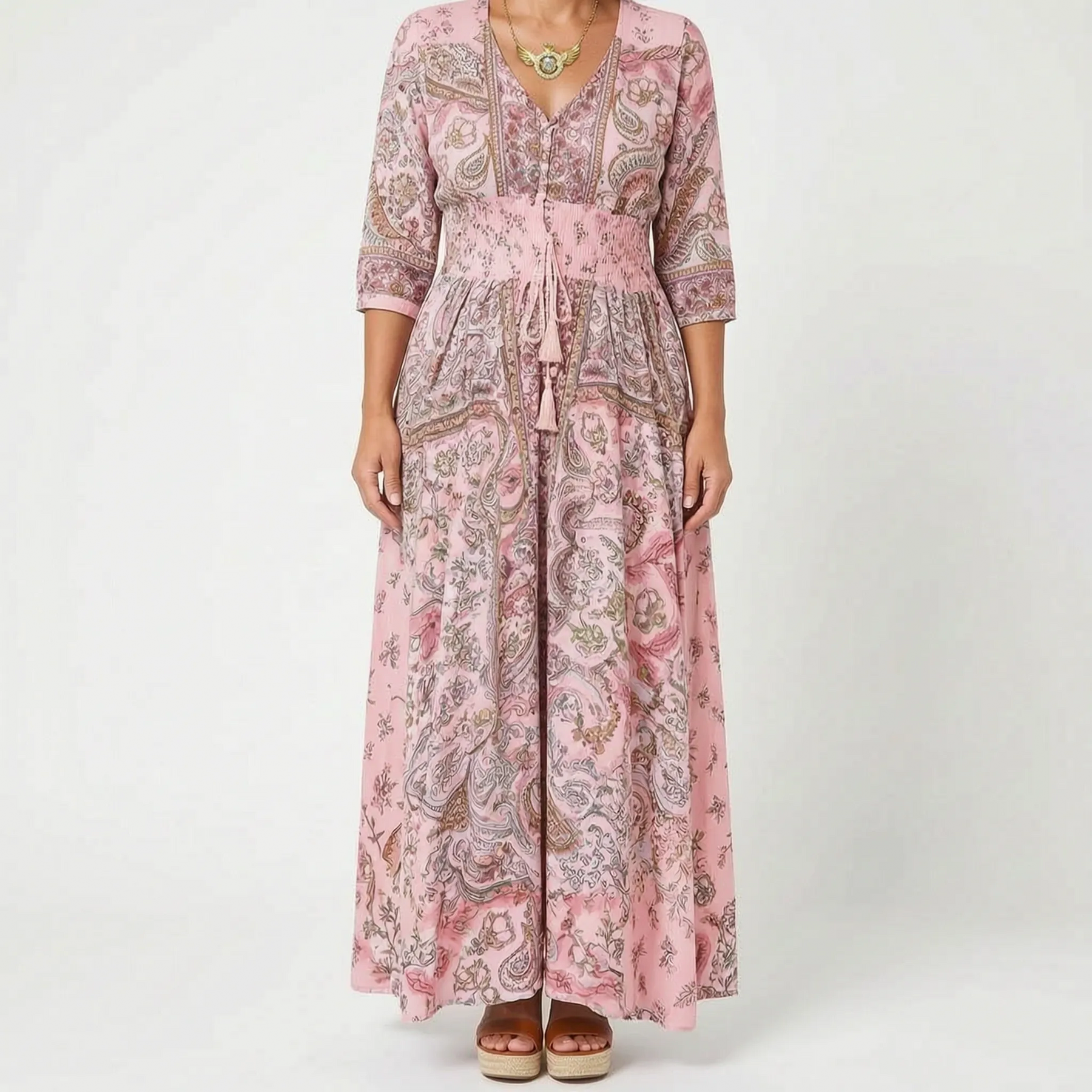 Shelia - Langes Sommerkleid Mit Floralem Muster