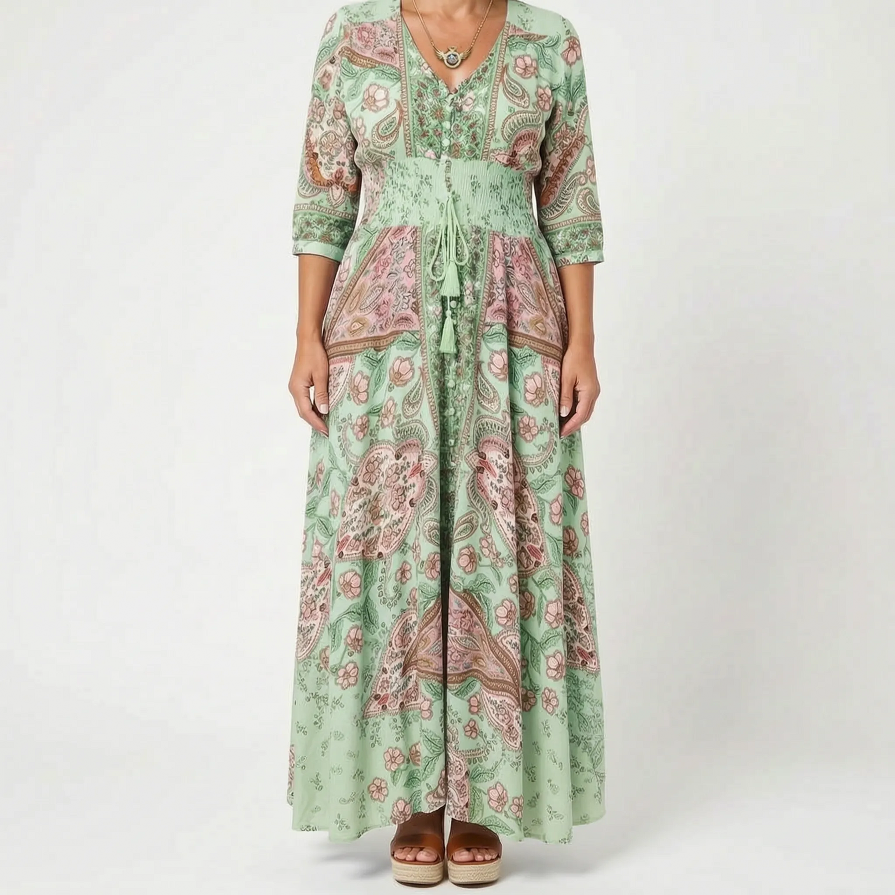 Shelia - Langes Sommerkleid Mit Floralem Muster