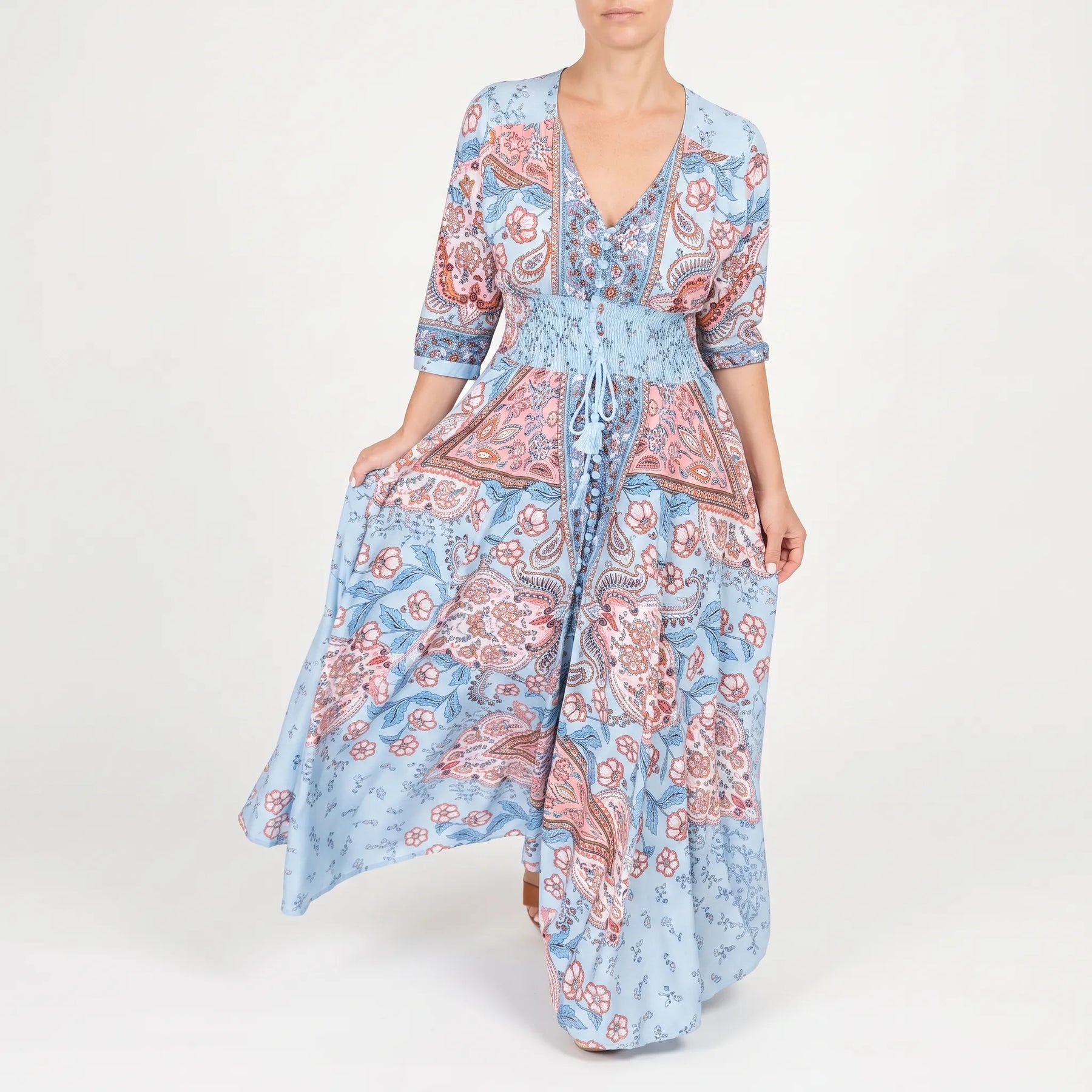Shelia - Langes Sommerkleid Mit Floralem Muster