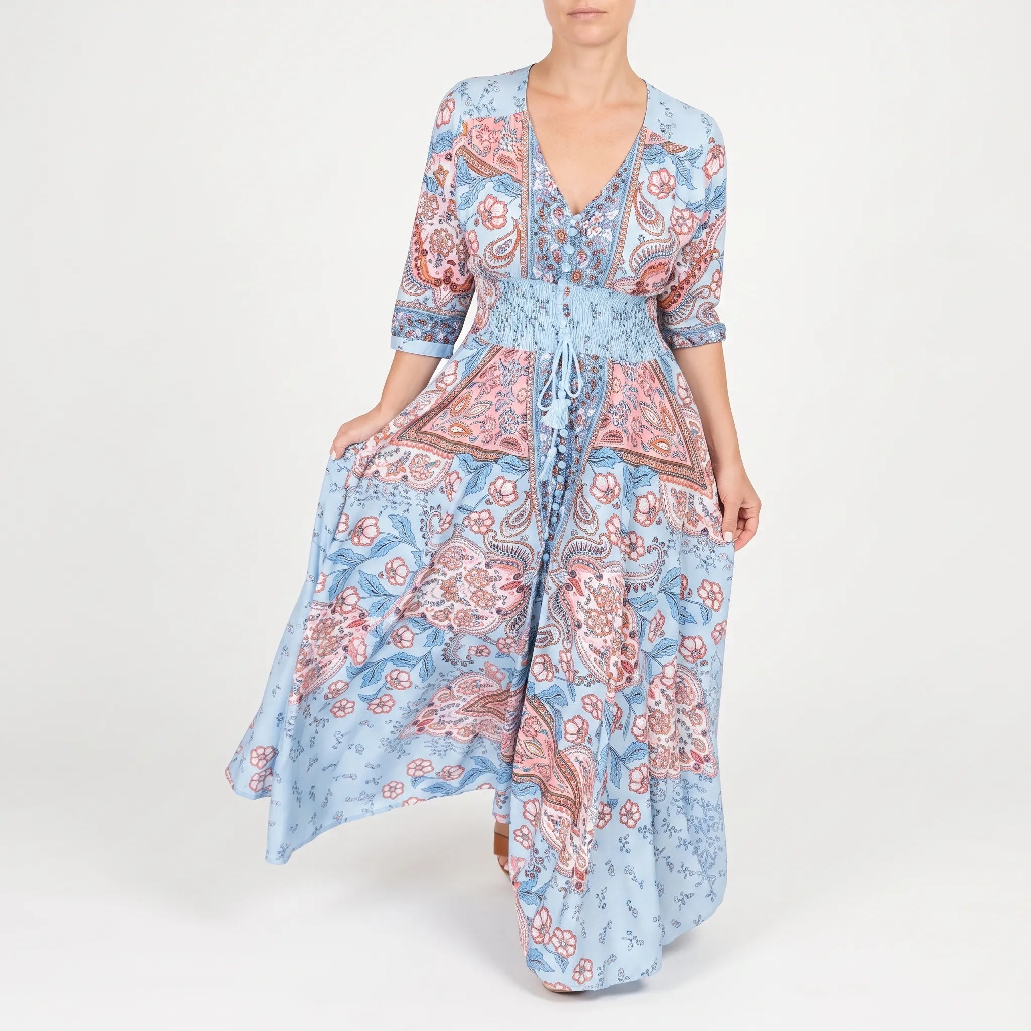 Shelia - Langes Sommerkleid Mit Floralem Muster