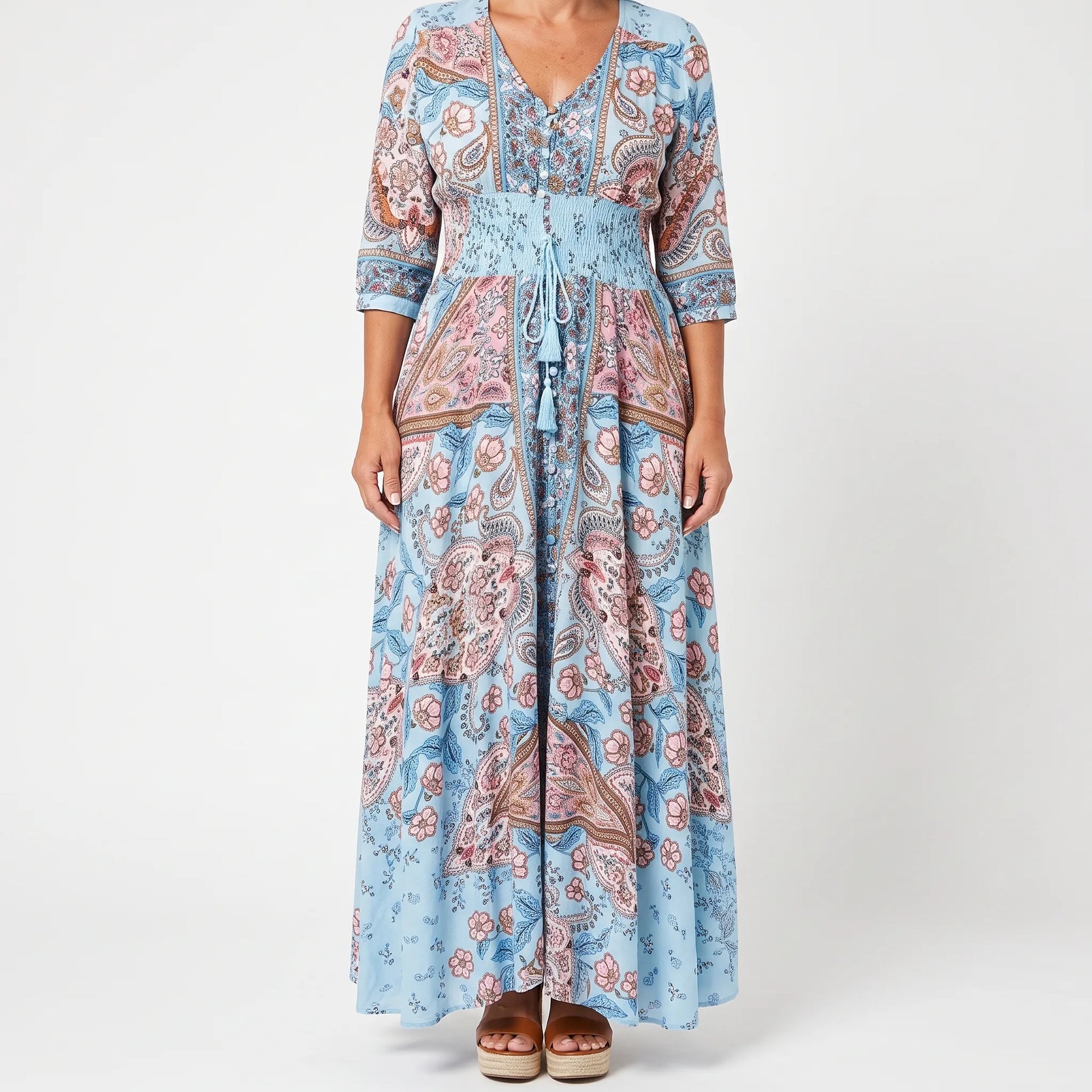 Shelia - Langes Sommerkleid Mit Floralem Muster