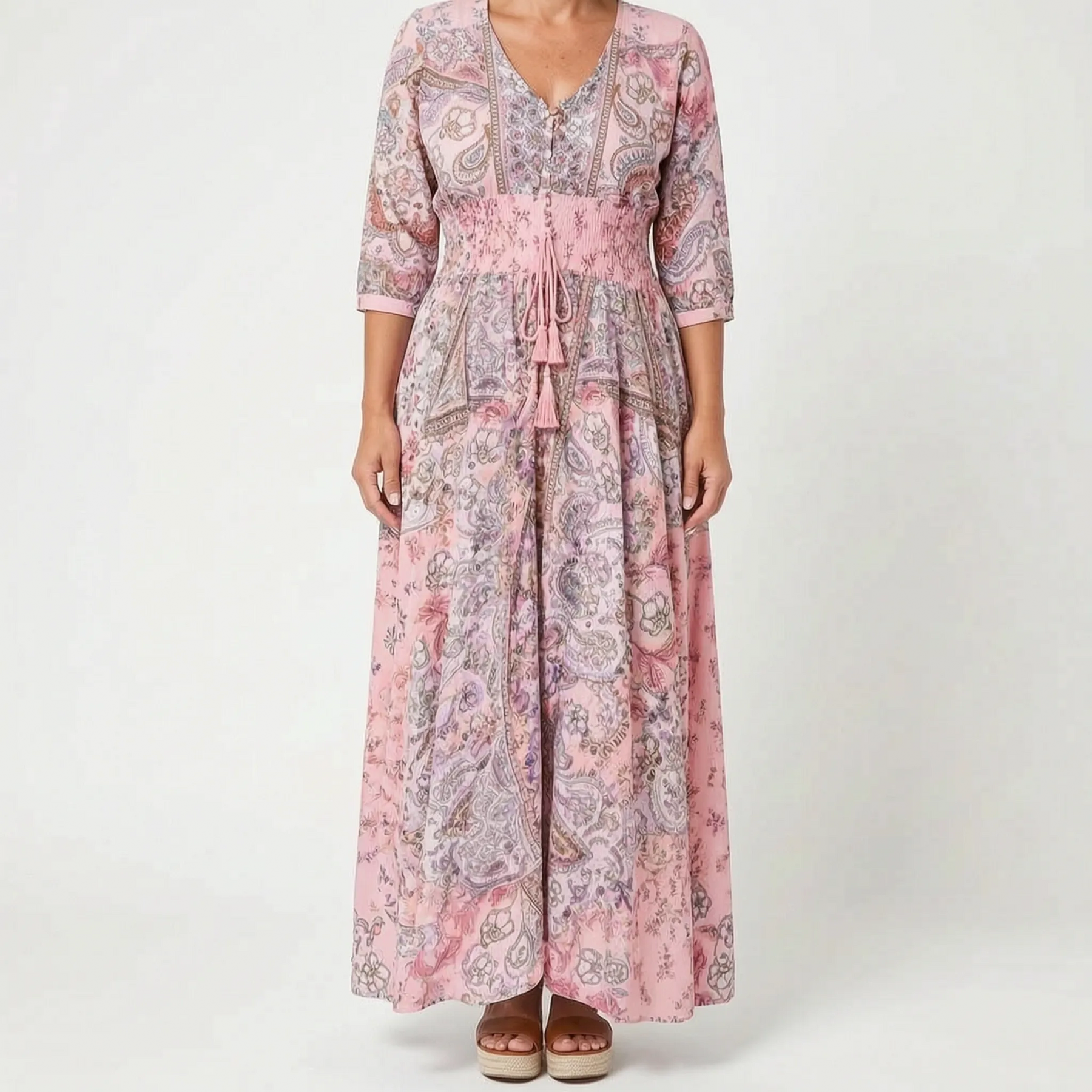 Shelia - Langes Sommerkleid Mit Floralem Muster