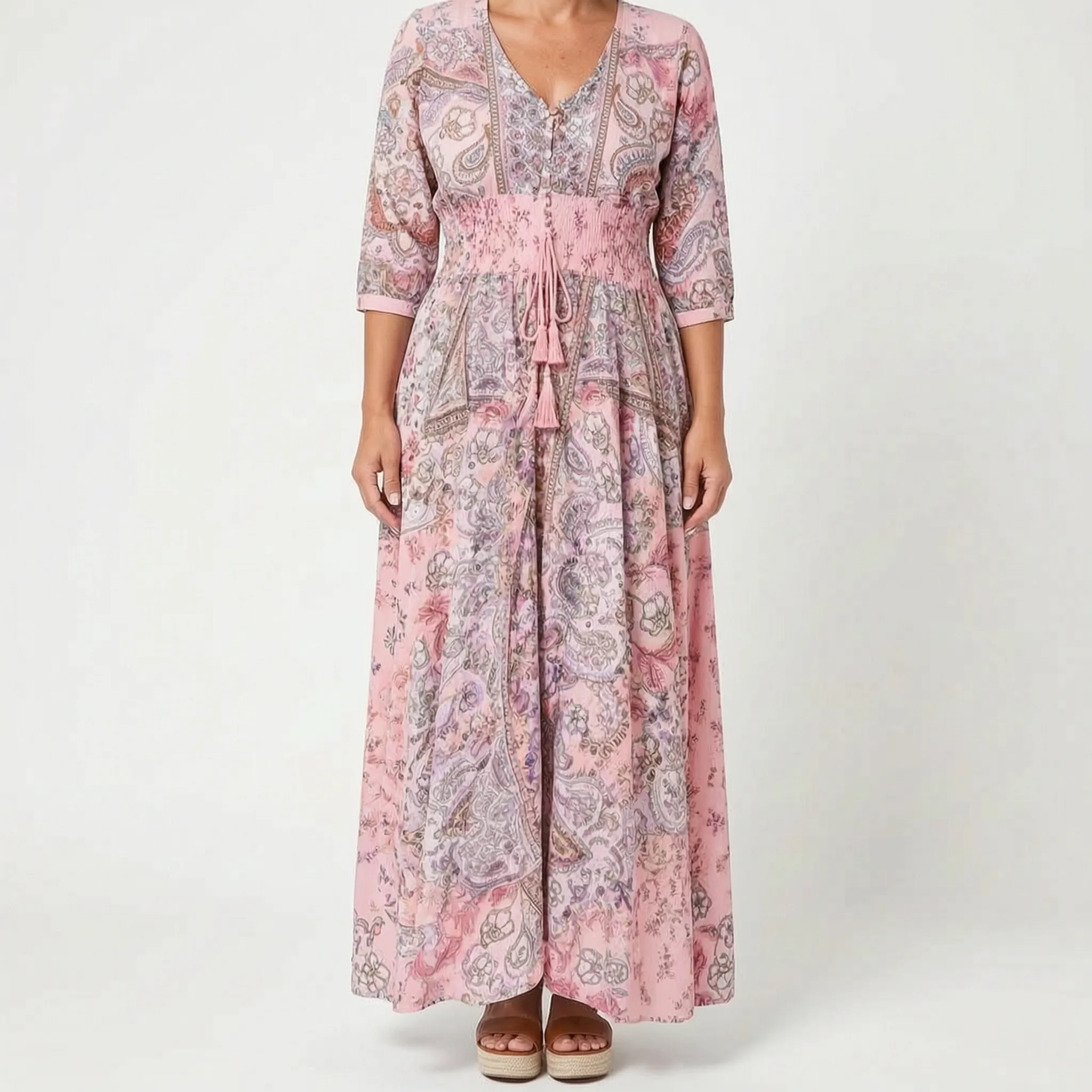Shelia - Langes Sommerkleid Mit Floralem Muster