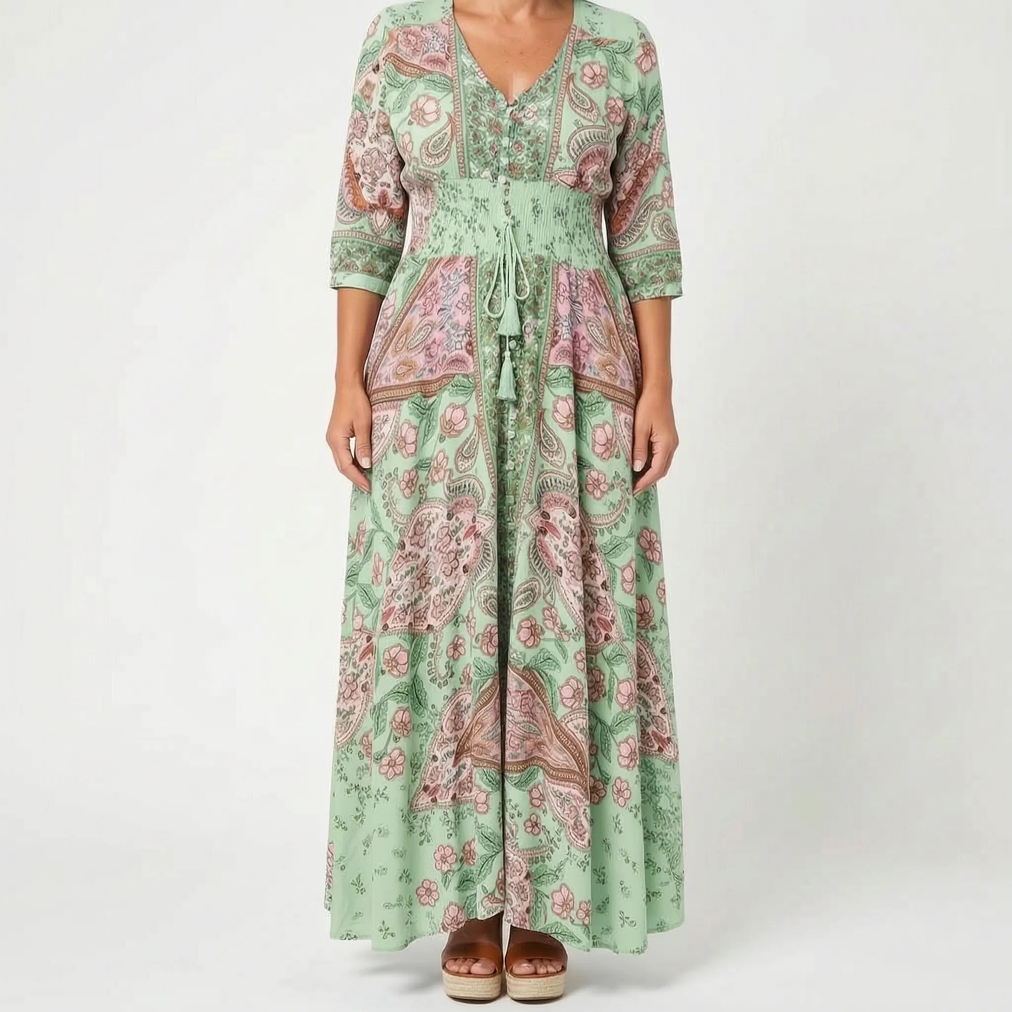 Shelia - Langes Sommerkleid Mit Floralem Muster