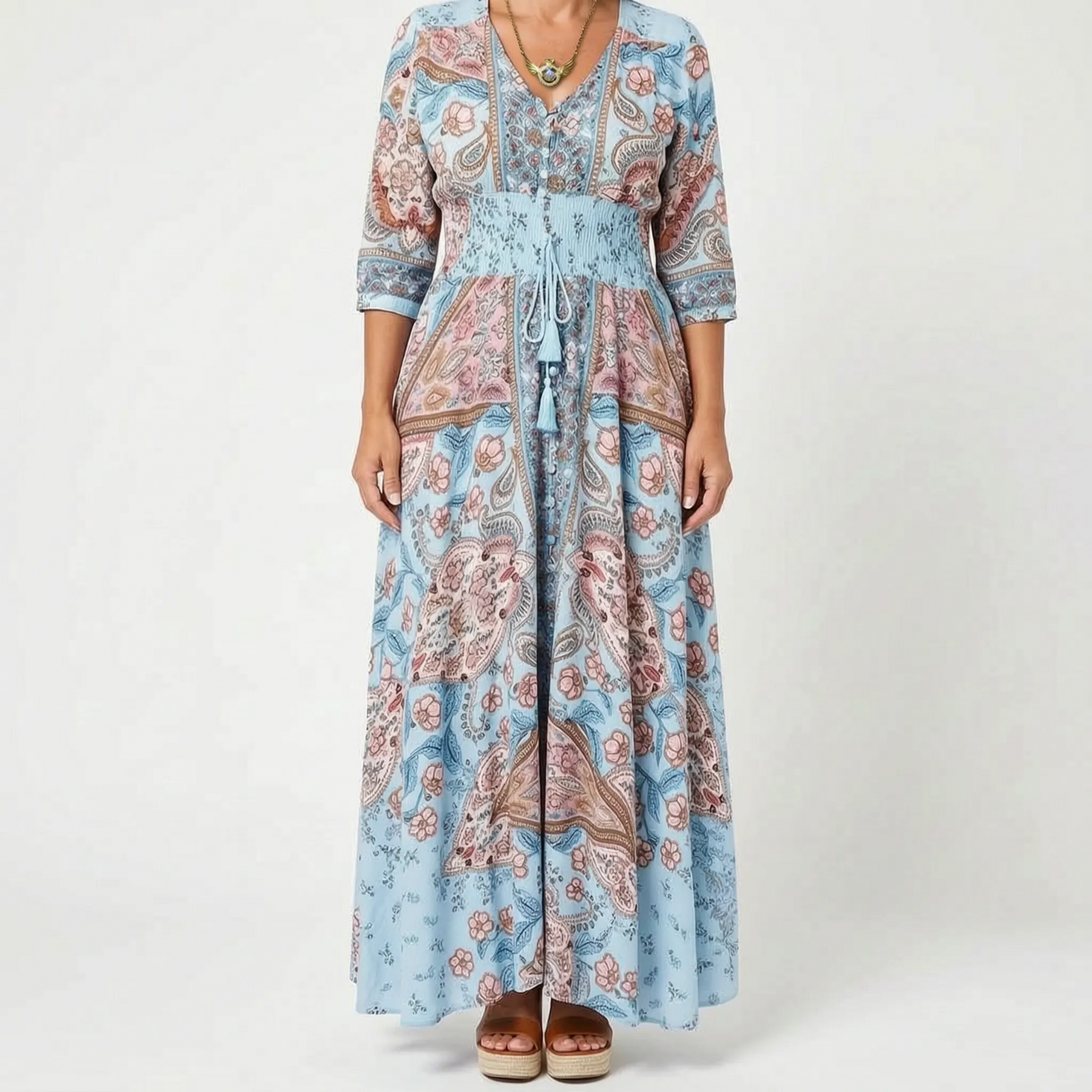 Shelia - Langes Sommerkleid Mit Floralem Muster