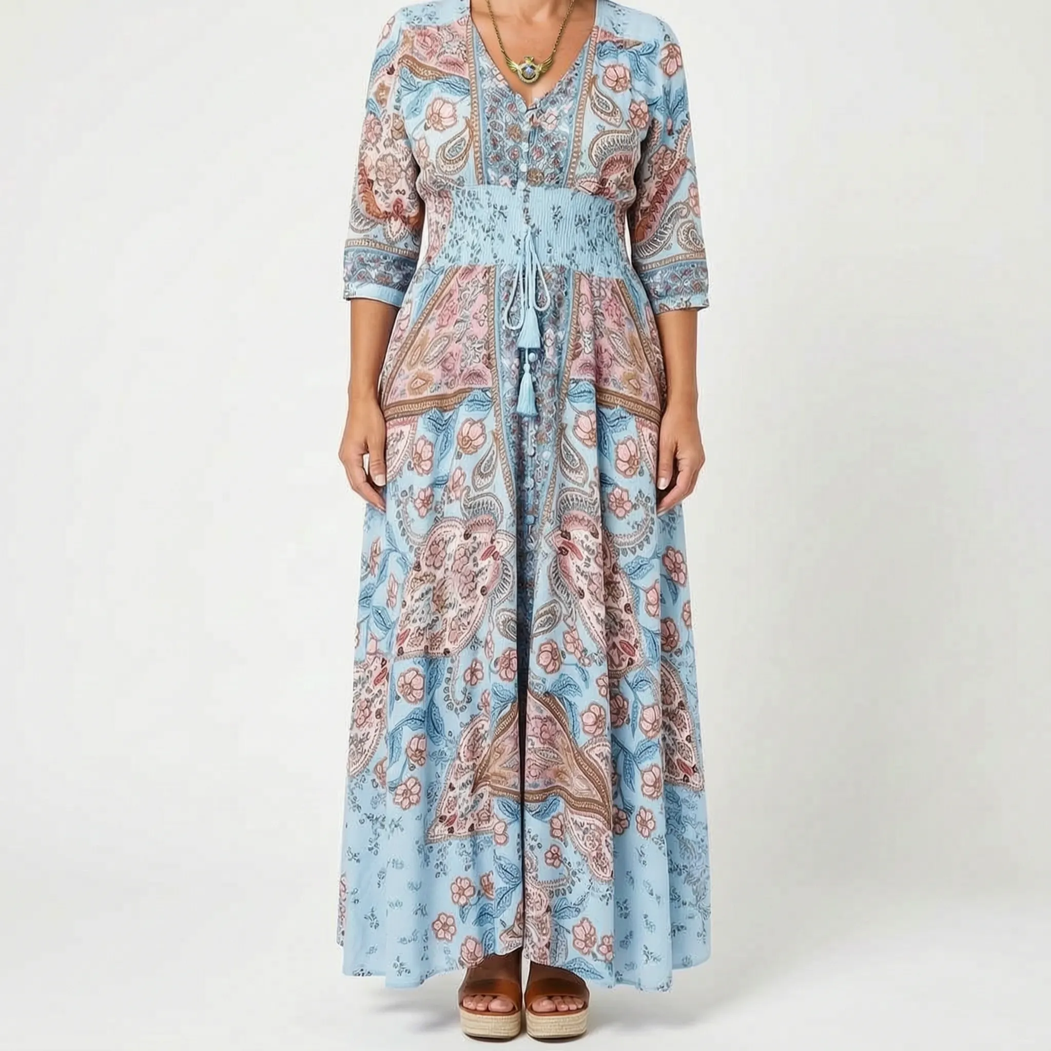 Shelia - Langes Sommerkleid Mit Floralem Muster
