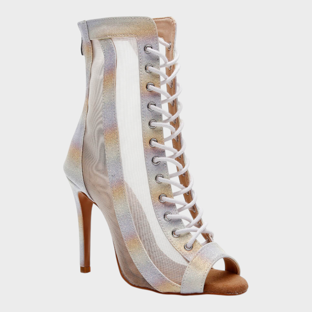 Agnes | Offene Schuhe mit Schnürsenkeln und Mesh