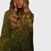 Grandine – Elegantes Minikleid mit Pailletten und langen Ärmeln