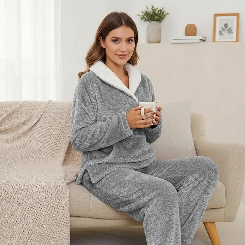 Venedig – Zweiteiliges Fleece-Winterpyjama-Set für Damen – Ansicht 2