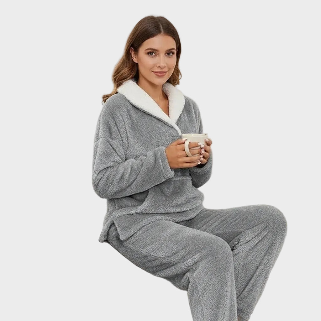 Venedig – Zweiteiliges Fleece-Winterpyjama-Set für Damen – Ansicht 2