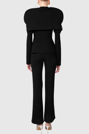 Suza – Schwarze Damenjacke mit Raffungen und Schalkragen – Ansicht 5