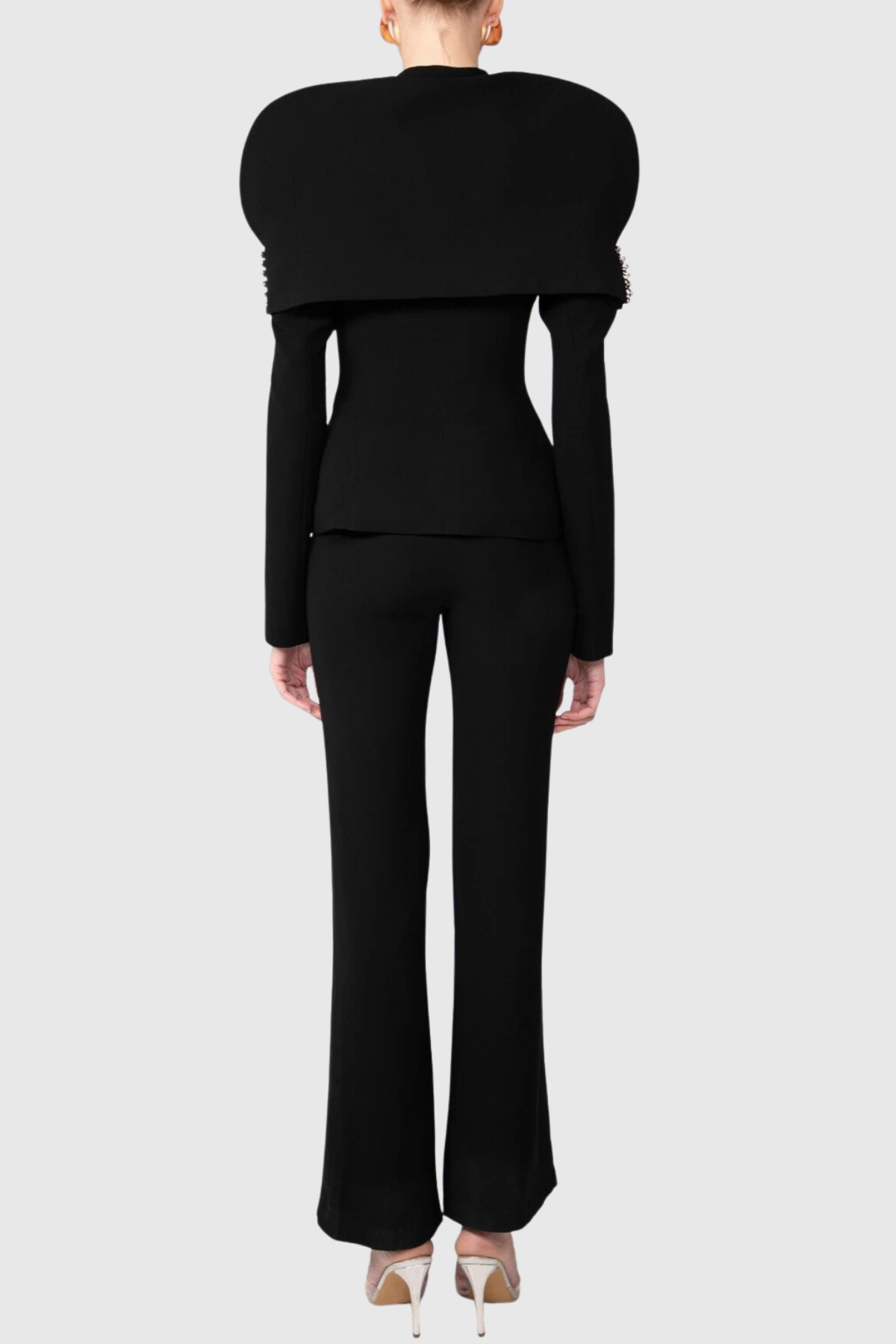 Suza – Schwarze Damenjacke mit Raffungen und Schalkragen – Ansicht 5