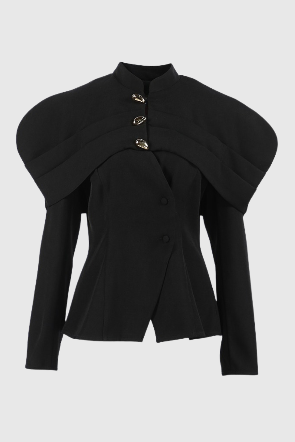 Suza – Schwarze Damenjacke mit Raffungen und Schalkragen – Ansicht 6