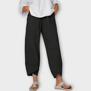 Elegante Leinenhose für Damen mit asymmetrischem Saum – Ansicht 6