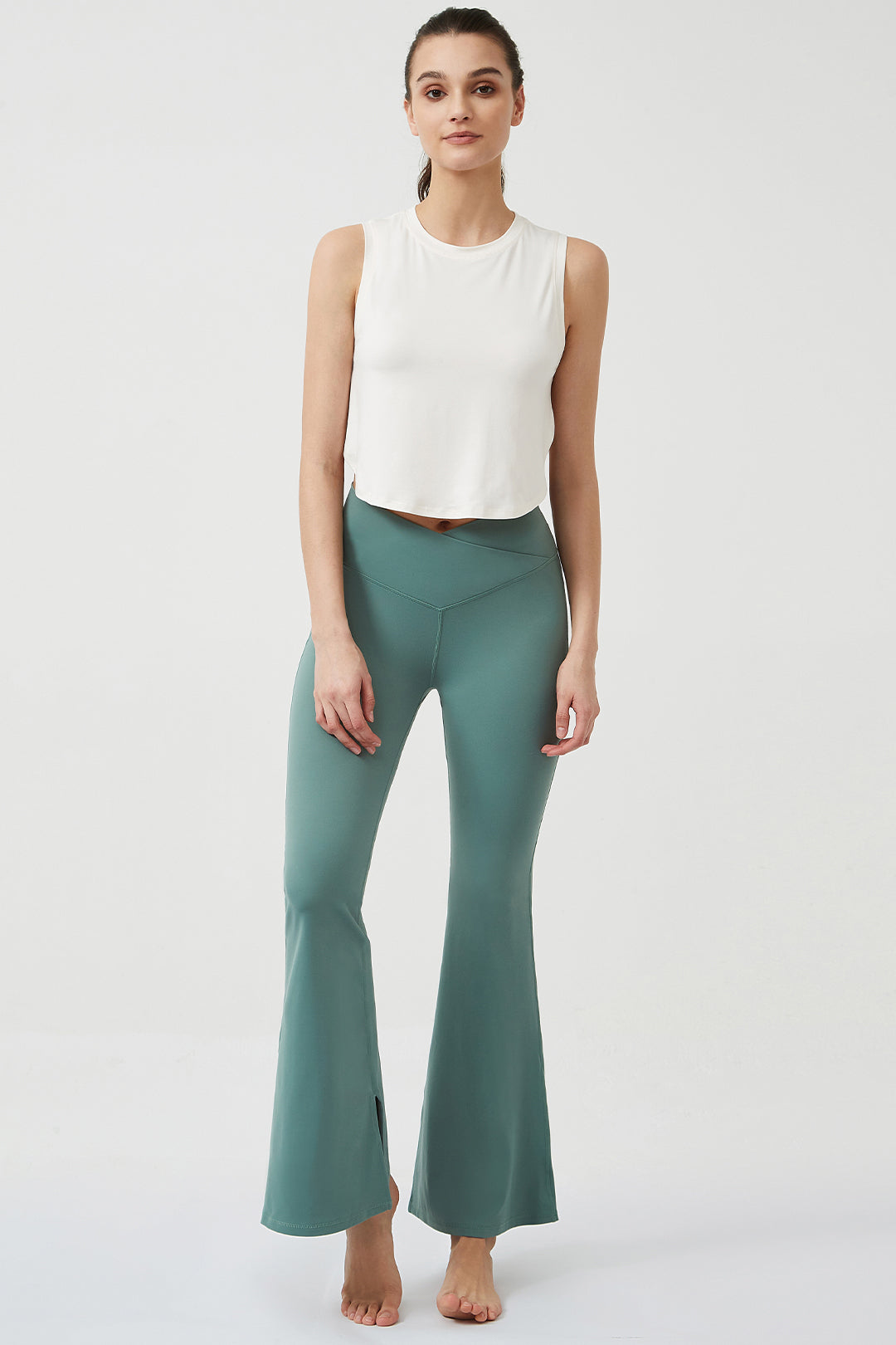 Damen-Schlagleggings mit hohem Bund und Tasche – Ansicht 2