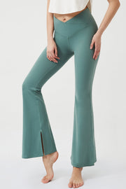 Damen-Schlagleggings mit hohem Bund und Tasche