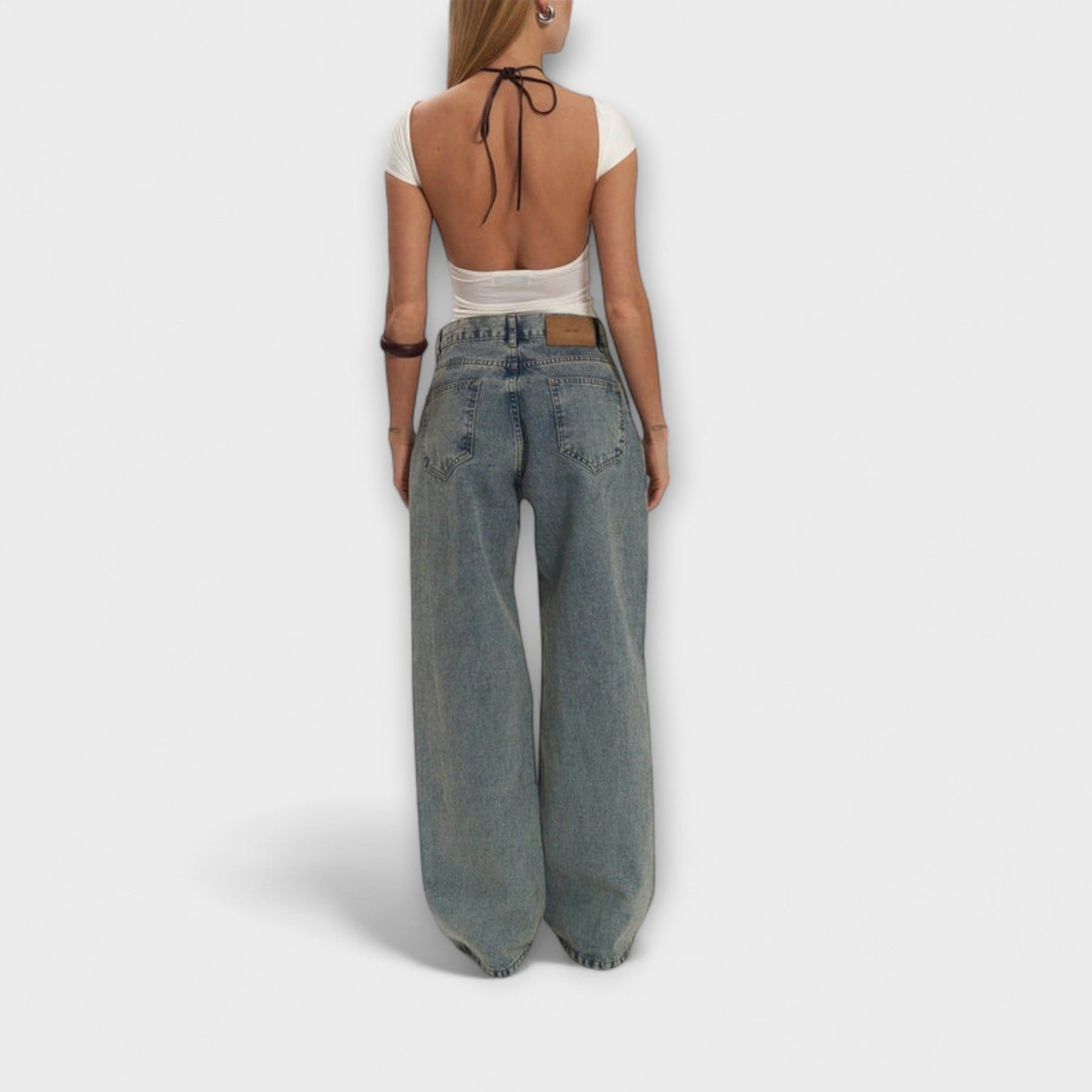 Blaue High-Waist-Jeans Rayne für Damen – Ansicht 2